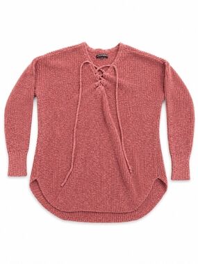 Y2k American Eagle Outfitters Lace-Up Knit Pullover - Rose